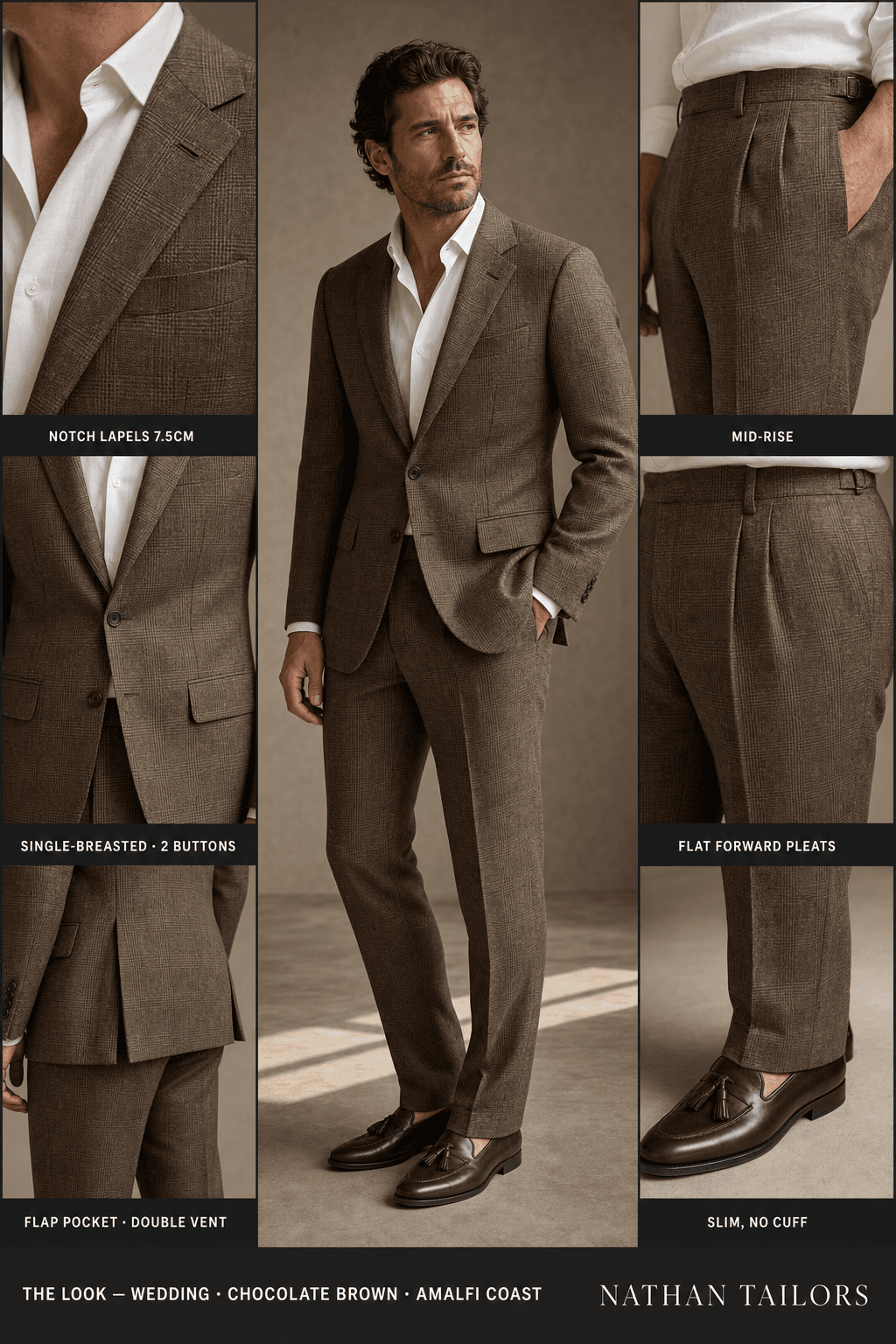 chocolate brown glen_plaid single-breasted online custom suit — designed at RemoteSuit, made to measure online