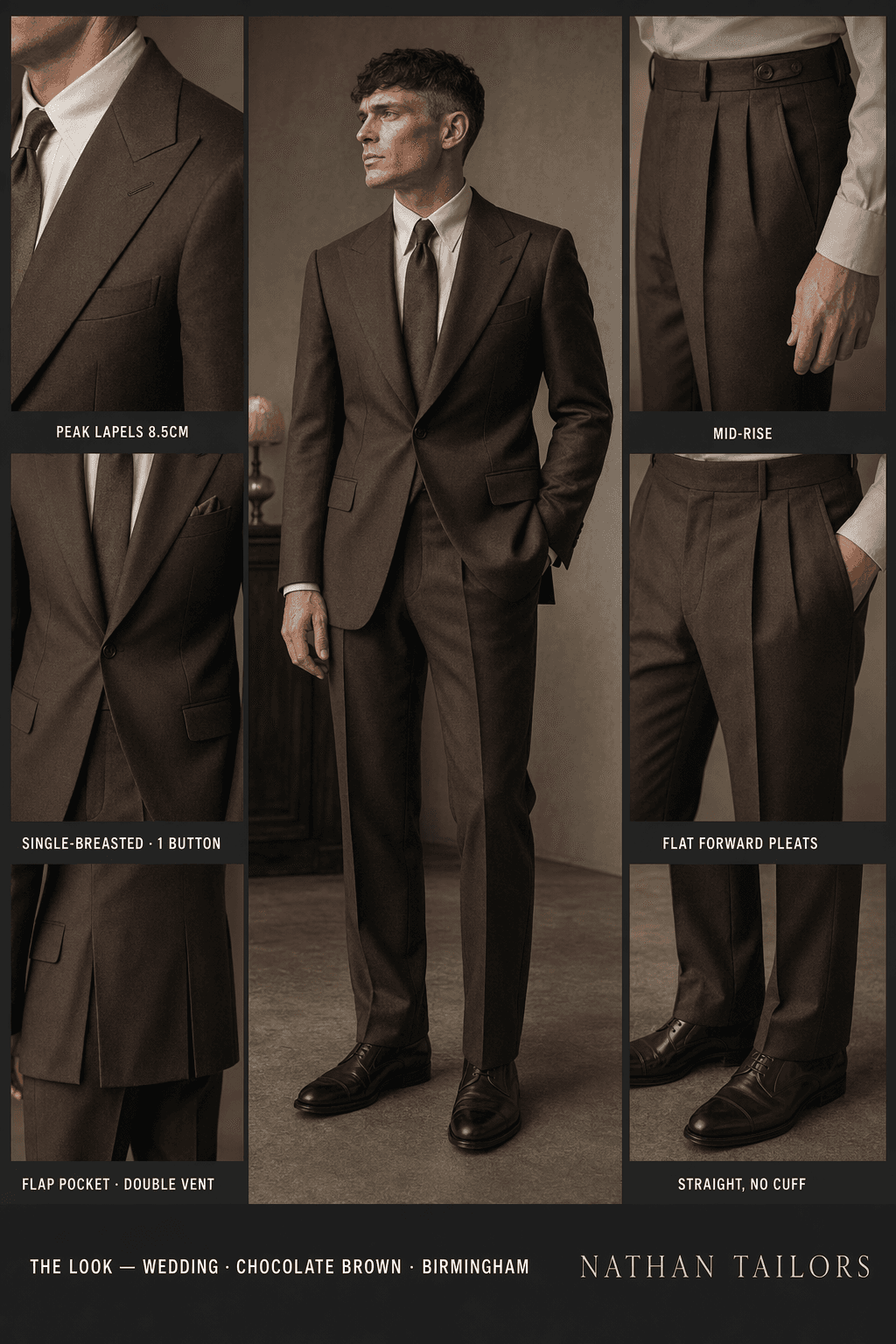 chocolate brown single-breasted online custom suit — designed at RemoteSuit, made to measure online