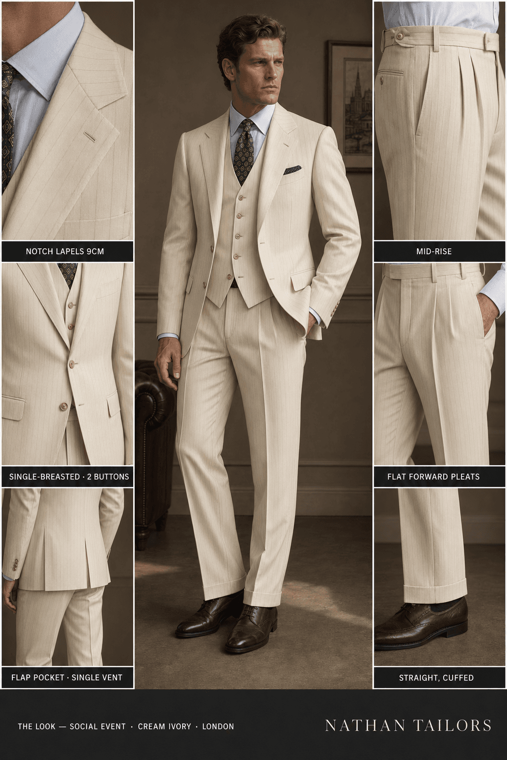 cream ivory single-breasted online custom suit — designed at RemoteSuit, made to measure online