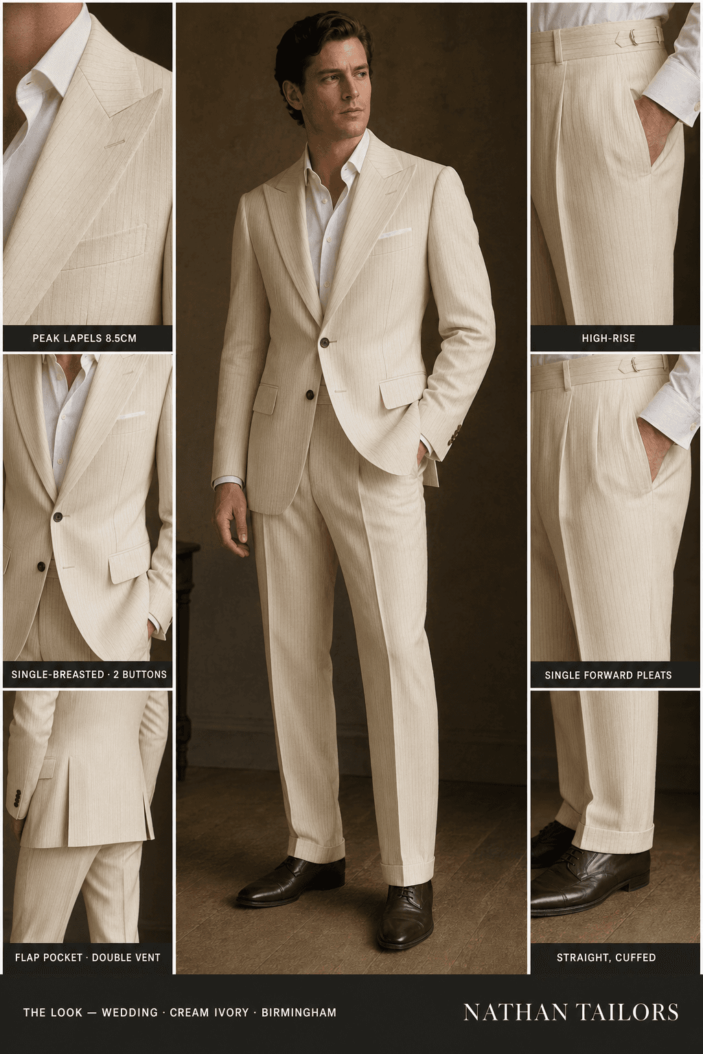 cream ivory single-breasted online custom suit — designed at RemoteSuit, made to measure online
