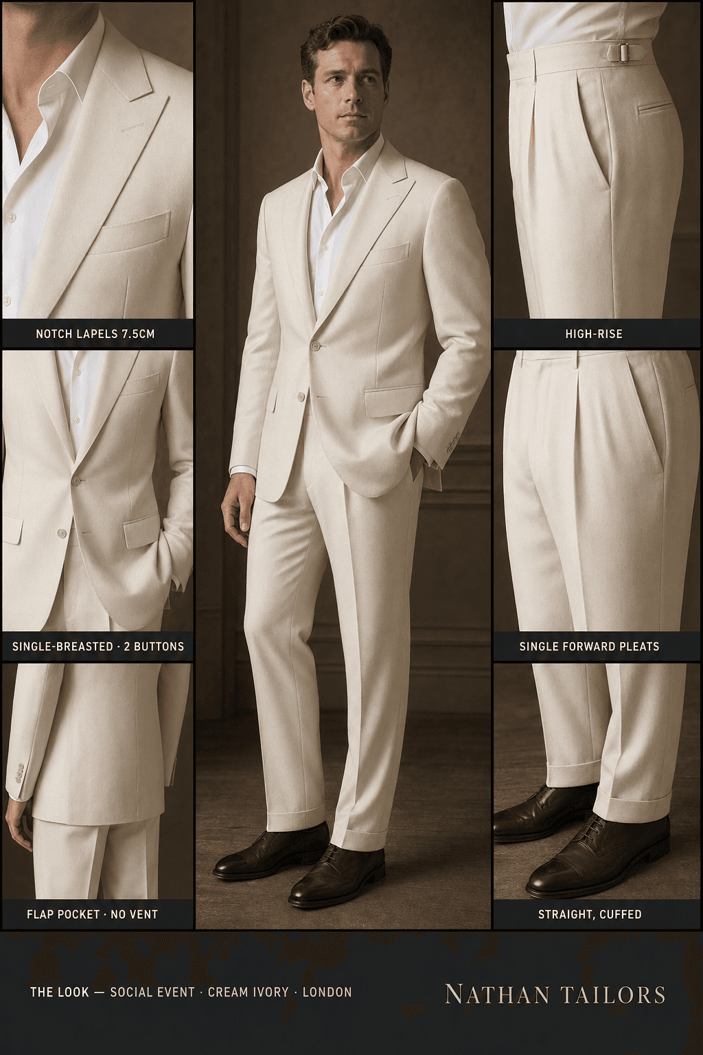 cream ivory single-breasted online custom suit — RemoteSuit made-to-measure design