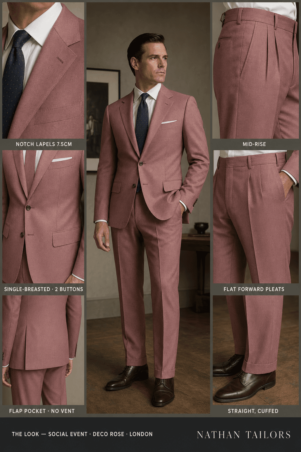 Deco Rose single-breasted online custom suit — designed at RemoteSuit, made to measure online