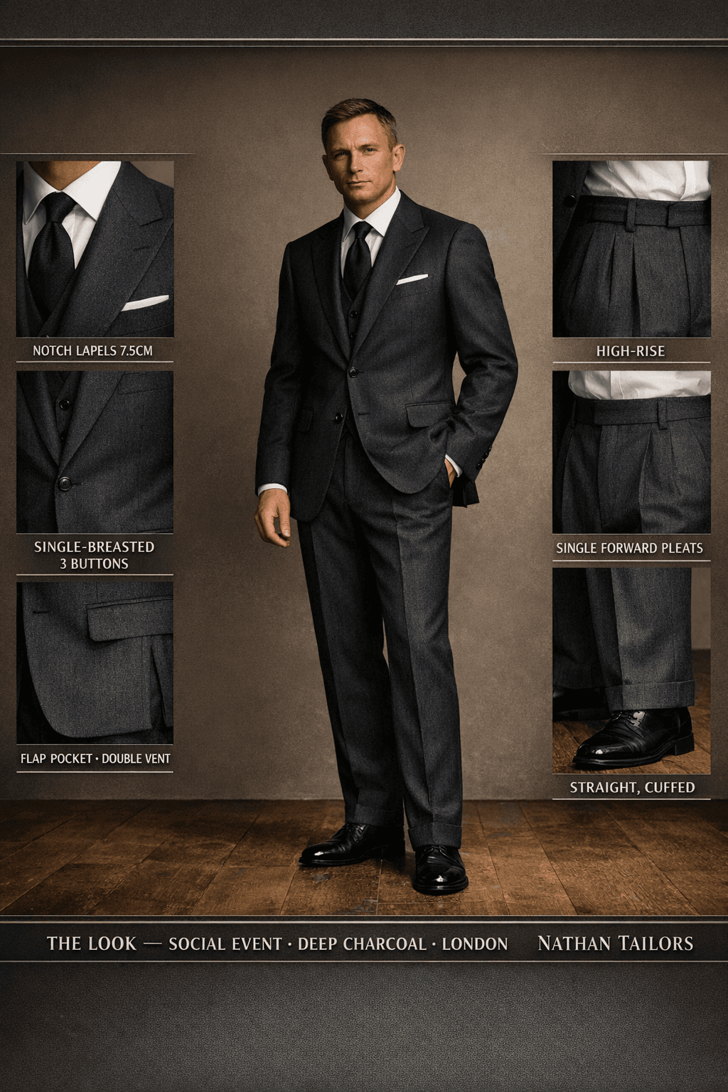 deep charcoal single-breasted online custom suit — designed at RemoteSuit, made to measure online
