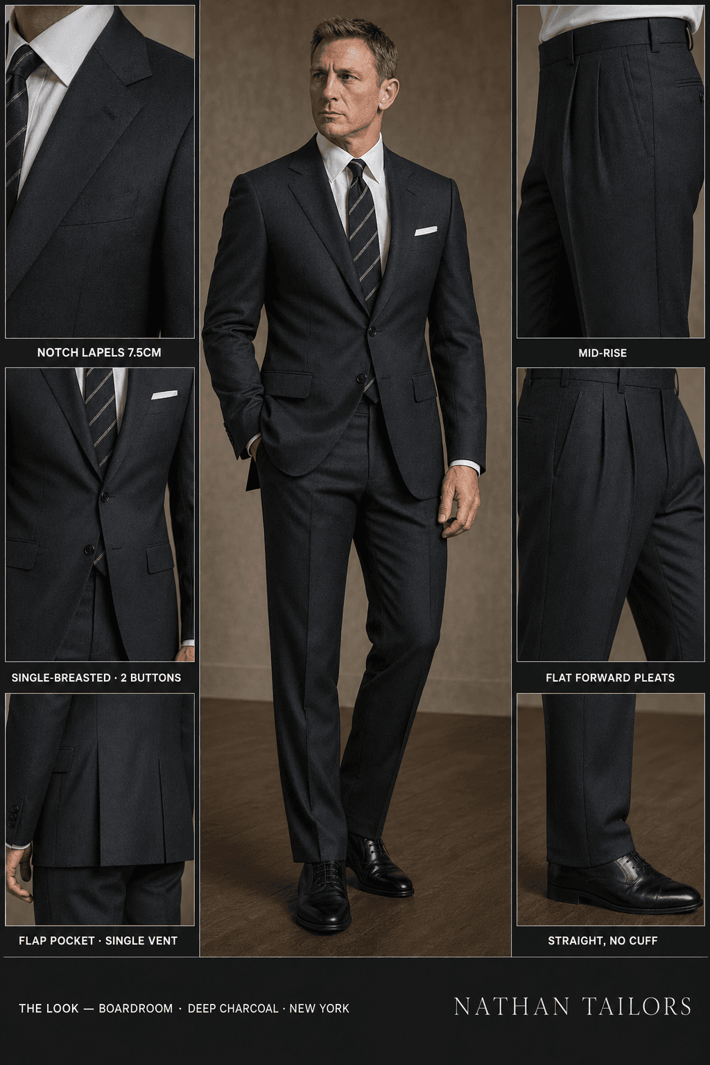 deep charcoal single-breasted online custom suit — designed at RemoteSuit, made to measure online