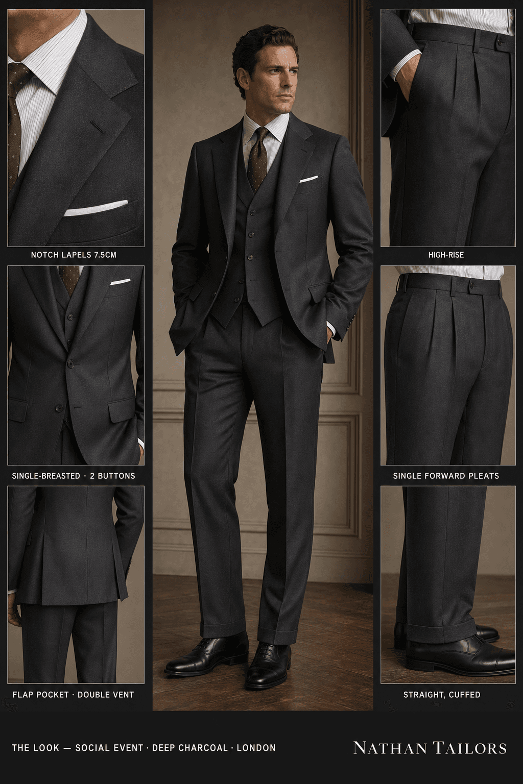 deep charcoal single-breasted online custom suit — RemoteSuit made-to-measure design