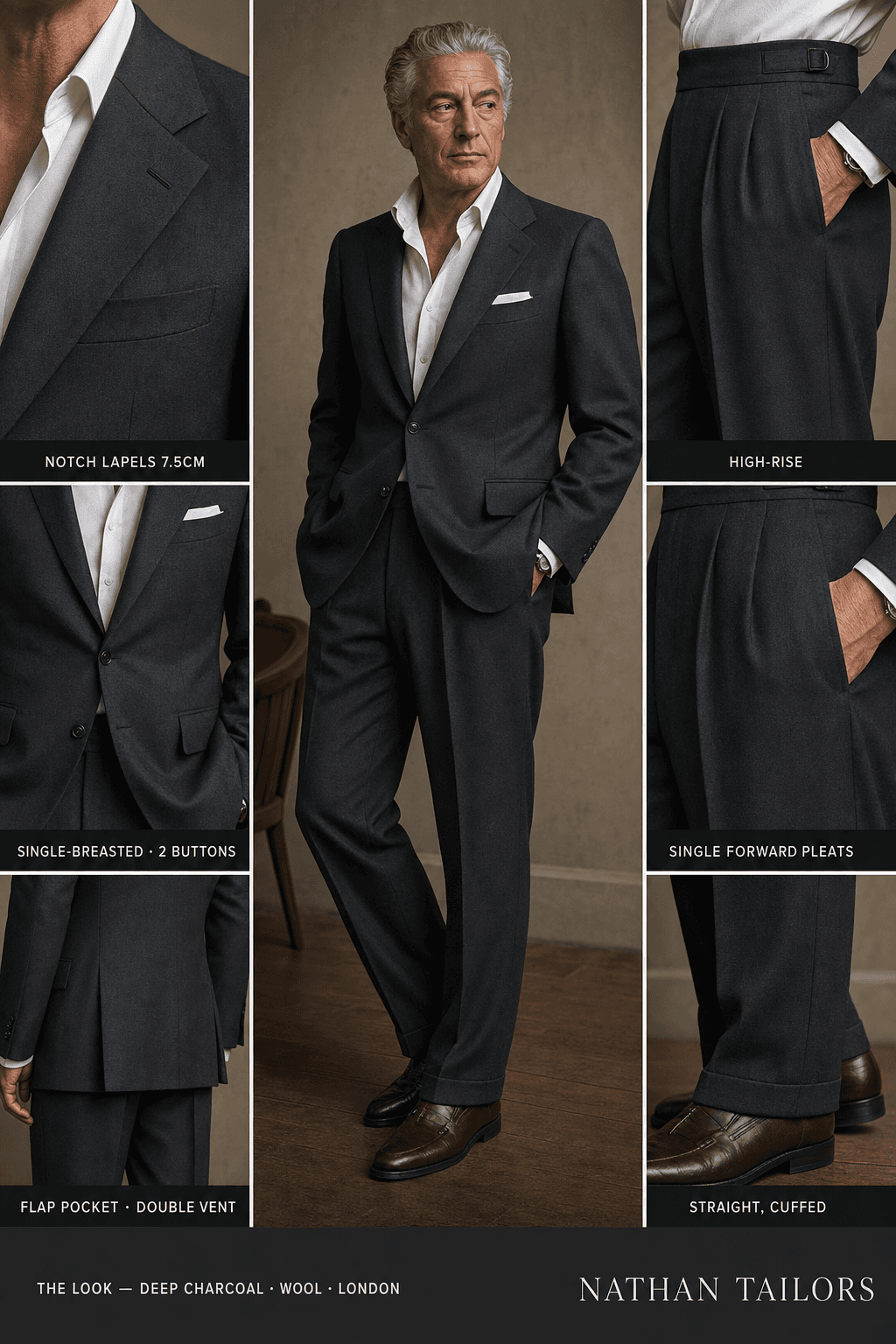 deep charcoal single-breasted online custom suit — designed at RemoteSuit, made to measure online