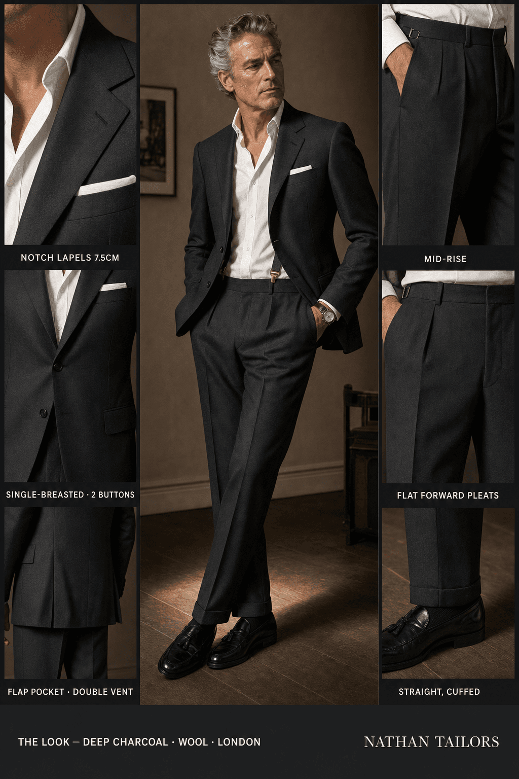 deep charcoal single-breasted online custom suit — designed at RemoteSuit, made to measure online