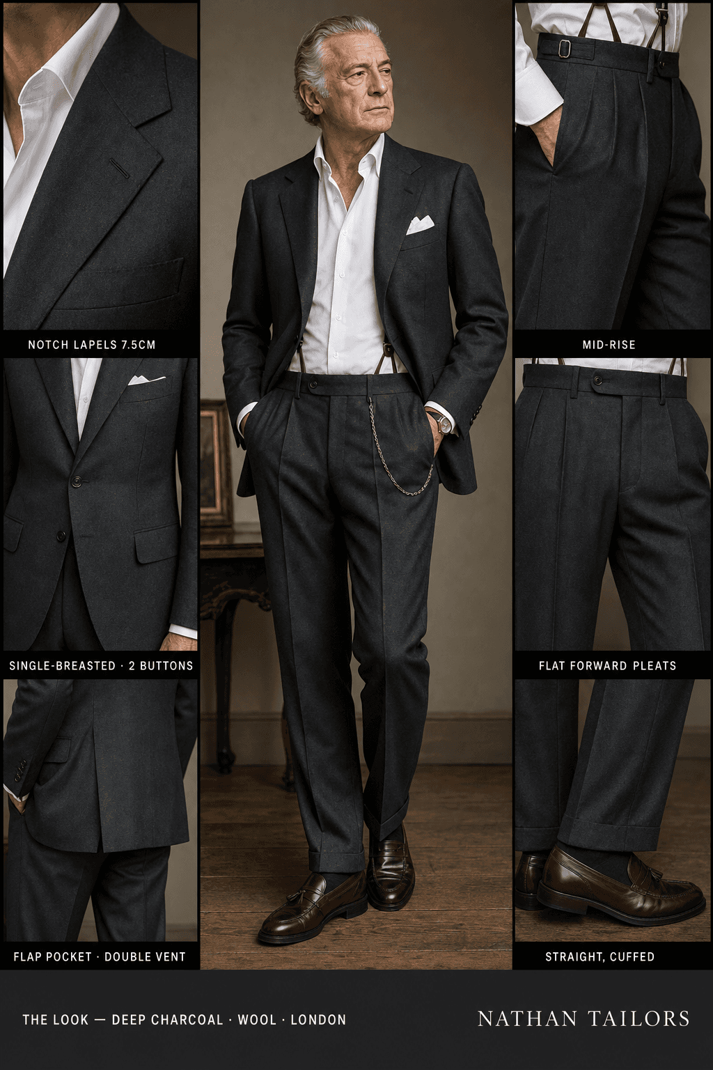 deep charcoal single-breasted online custom suit — designed at RemoteSuit, made to measure online