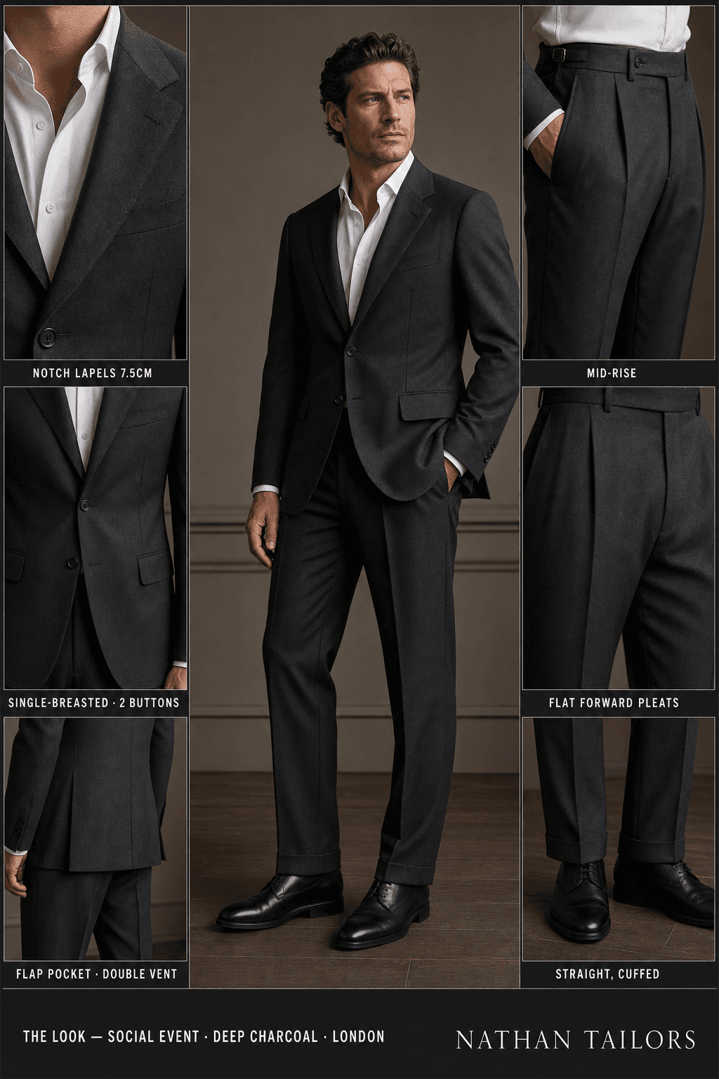 deep charcoal single-breasted online custom suit — designed at RemoteSuit, made to measure online