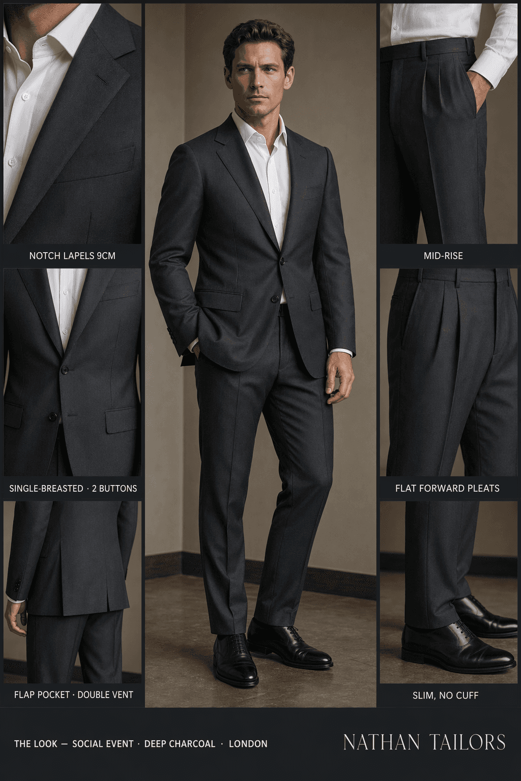 deep charcoal single-breasted online custom suit — designed at RemoteSuit, made to measure online