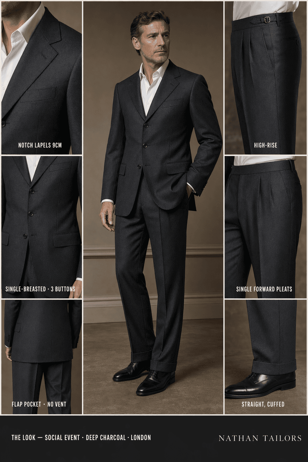 deep charcoal single-breasted online custom suit — designed at RemoteSuit, made to measure online