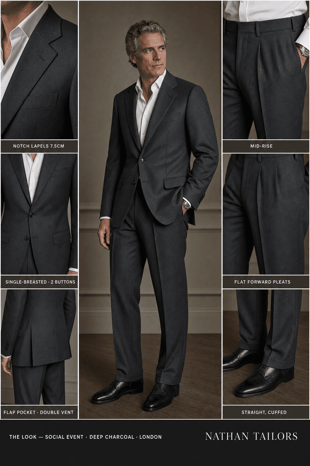 deep charcoal single-breasted online custom suit — designed at RemoteSuit, made to measure online