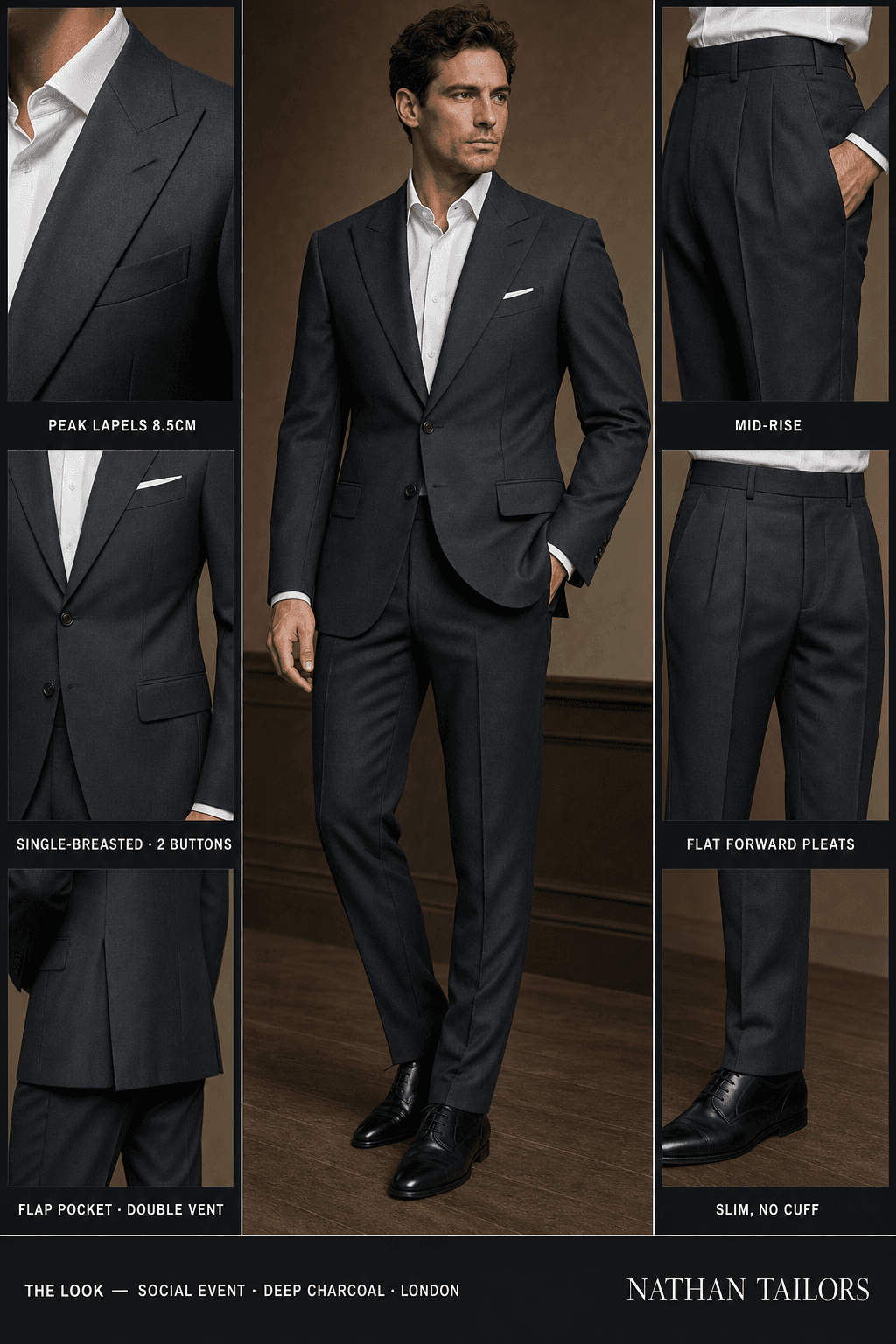 deep charcoal single-breasted online custom suit — designed at RemoteSuit, made to measure online