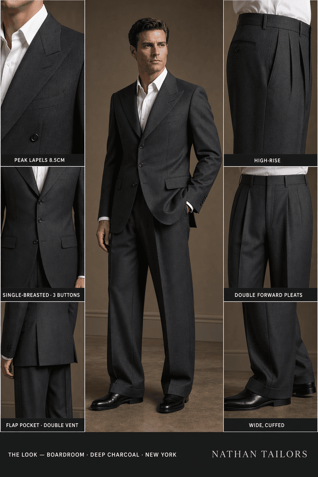 deep charcoal single-breasted online custom suit — designed at RemoteSuit, made to measure online