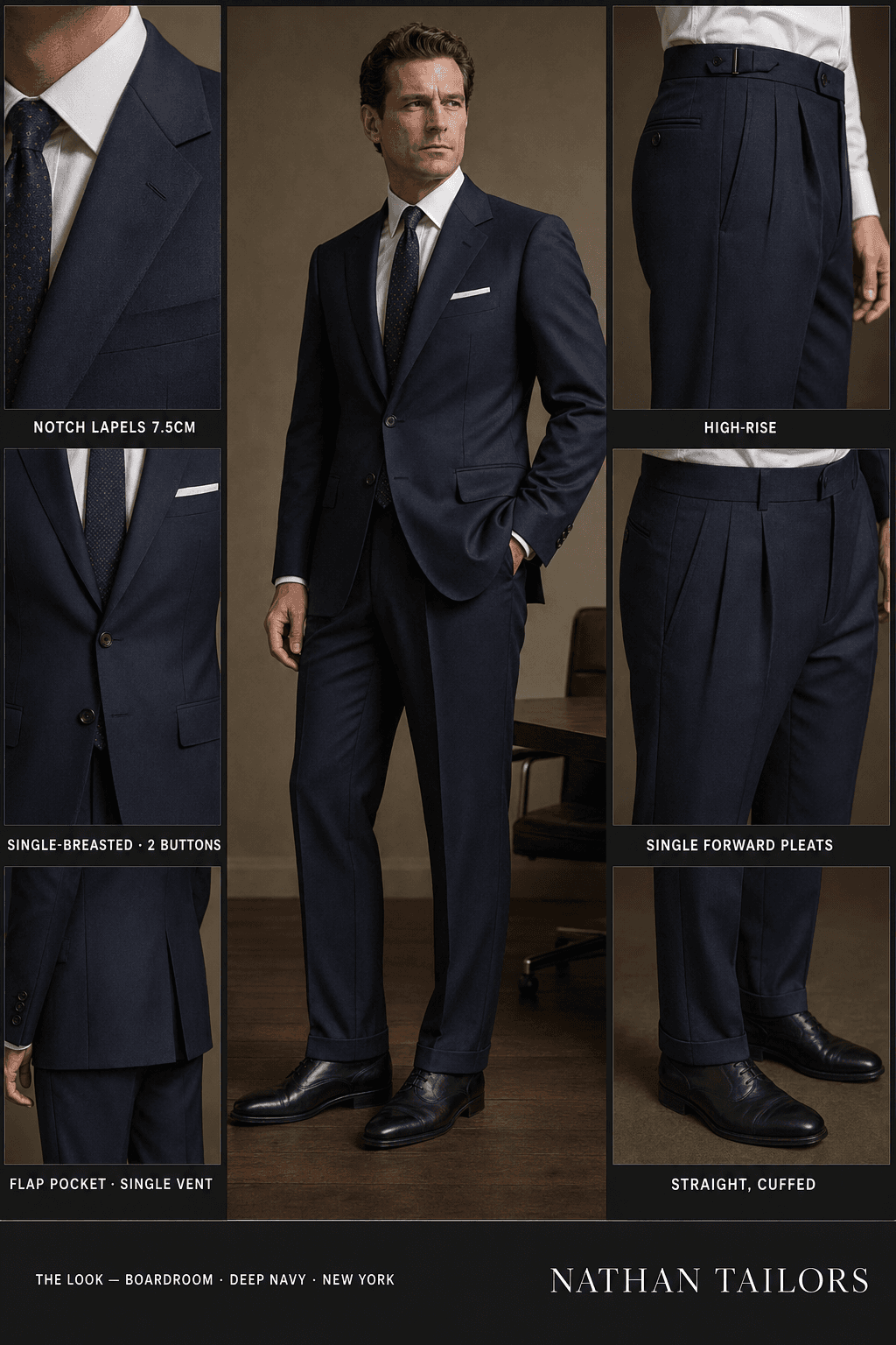deep navy single-breasted online custom suit — designed at RemoteSuit, made to measure online