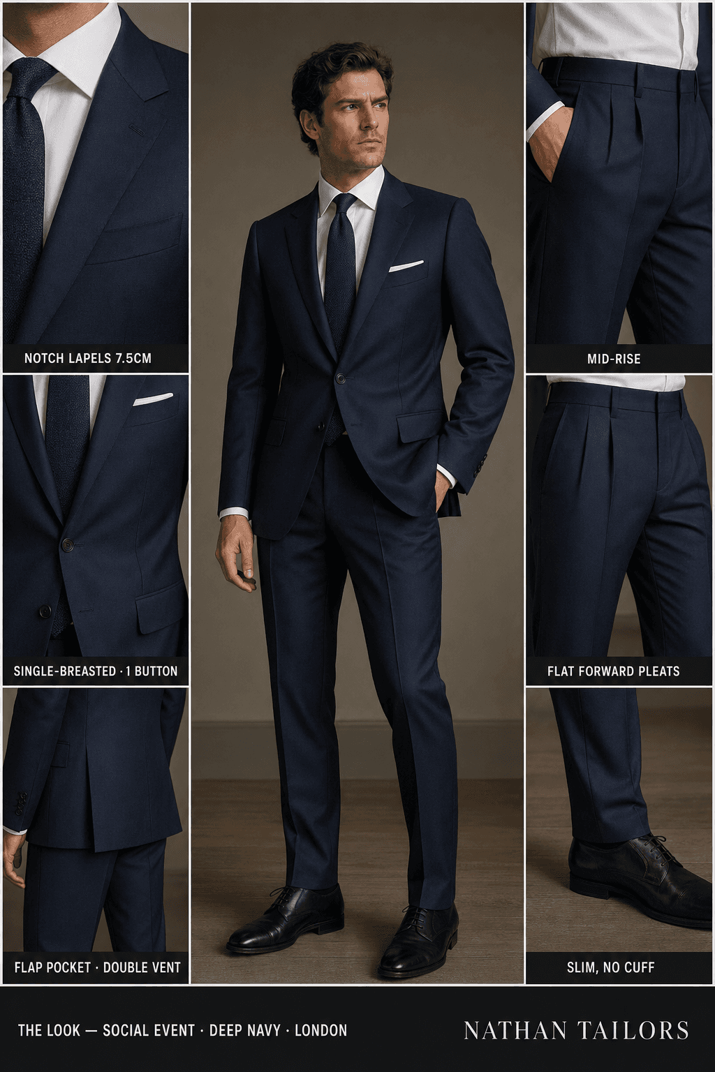 deep navy single-breasted online custom suit — designed at RemoteSuit, made to measure online