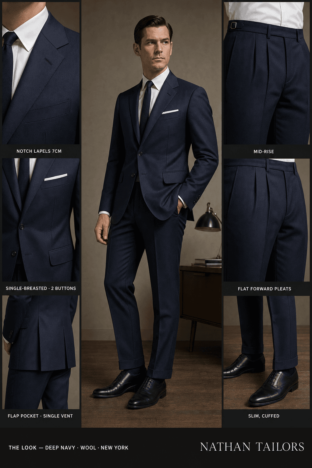 deep navy single-breasted online custom suit — designed at RemoteSuit, made to measure online