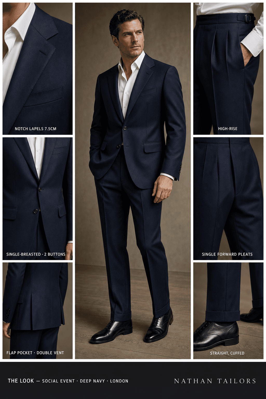 deep navy single-breasted online custom suit — RemoteSuit made-to-measure design
