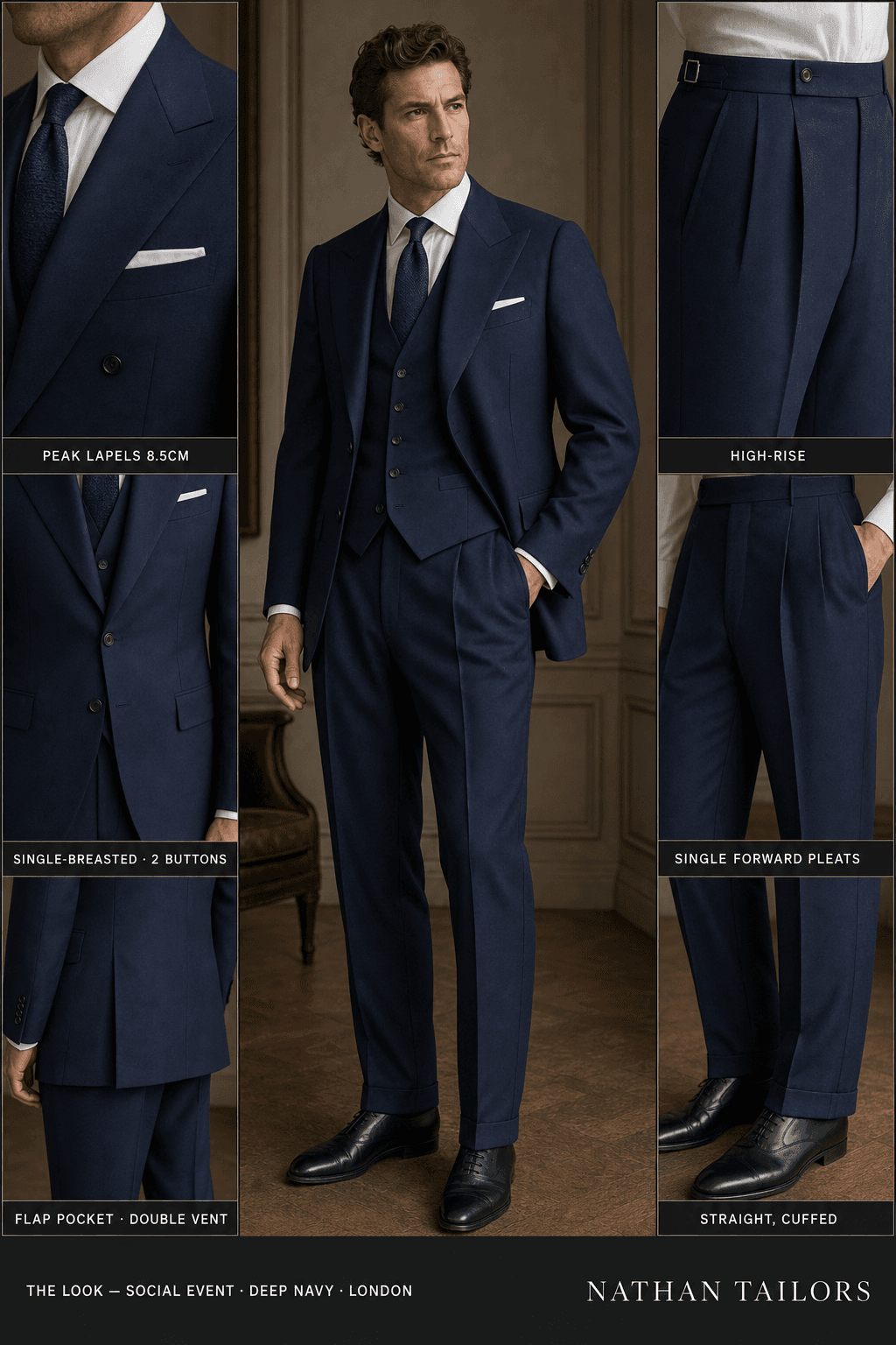 deep navy single-breasted online custom suit — designed at RemoteSuit, made to measure online