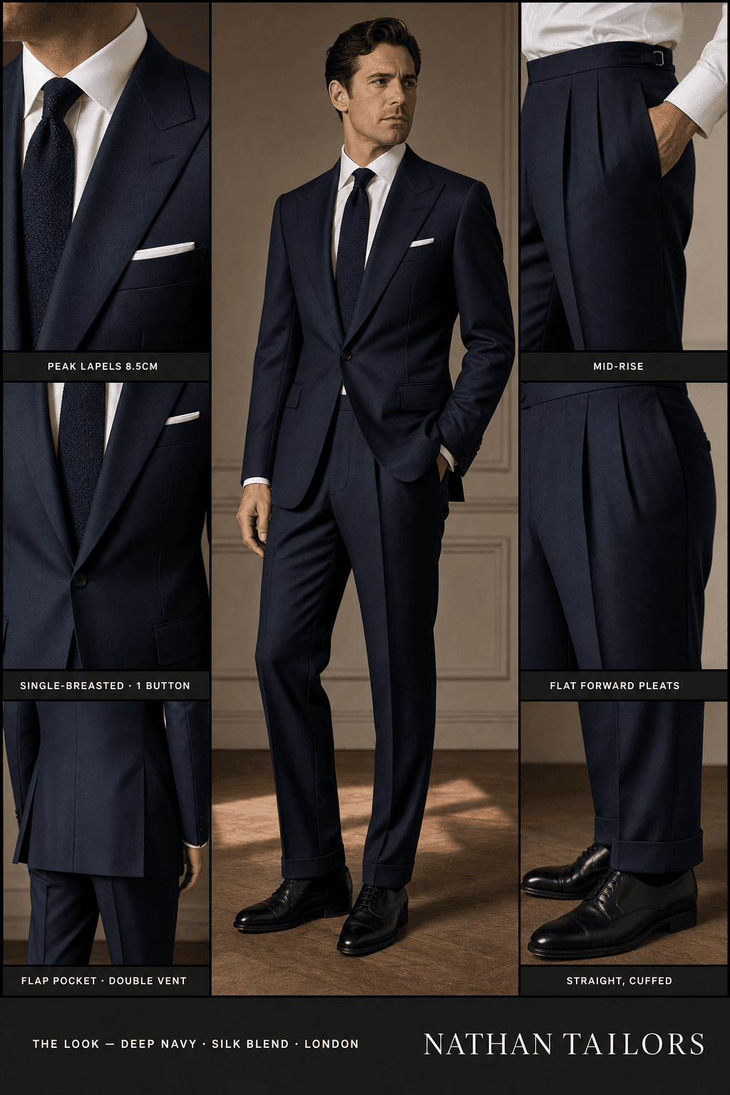 deep navy single-breasted online custom suit — designed at RemoteSuit, made to measure online
