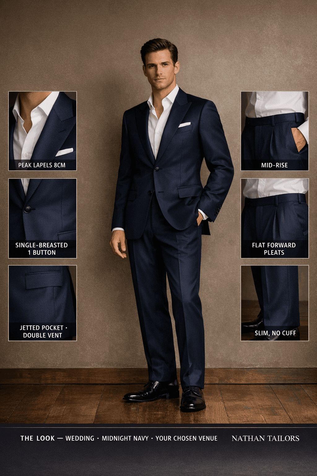midnight navy single-breasted online custom suit — designed at RemoteSuit, made to measure online