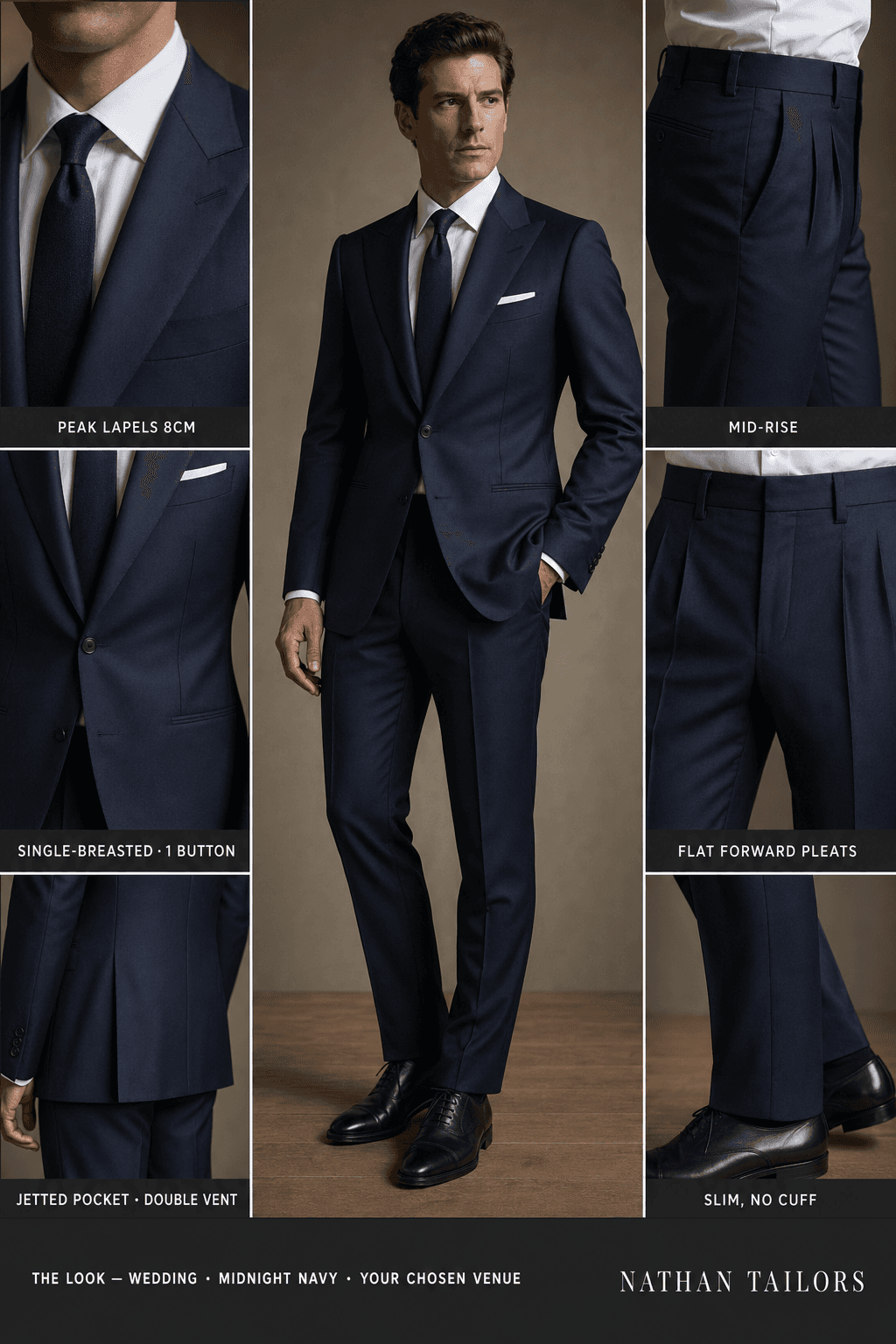 midnight navy single-breasted online custom suit — designed at RemoteSuit, made to measure online