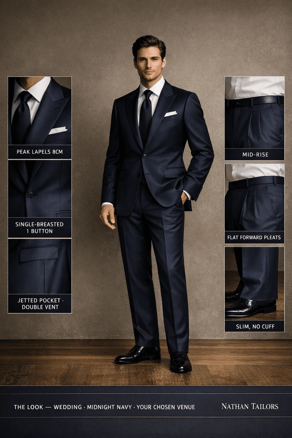 midnight navy single-breasted online custom suit — designed at RemoteSuit, made to measure online
