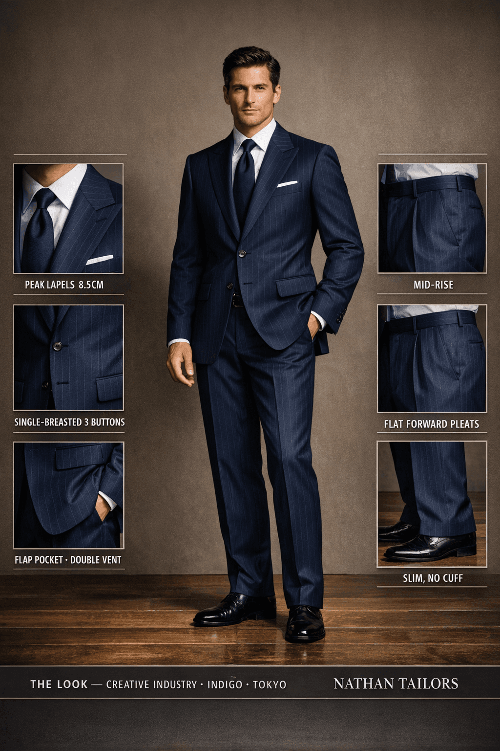 indigo single-breasted online custom suit — designed at RemoteSuit, made to measure online