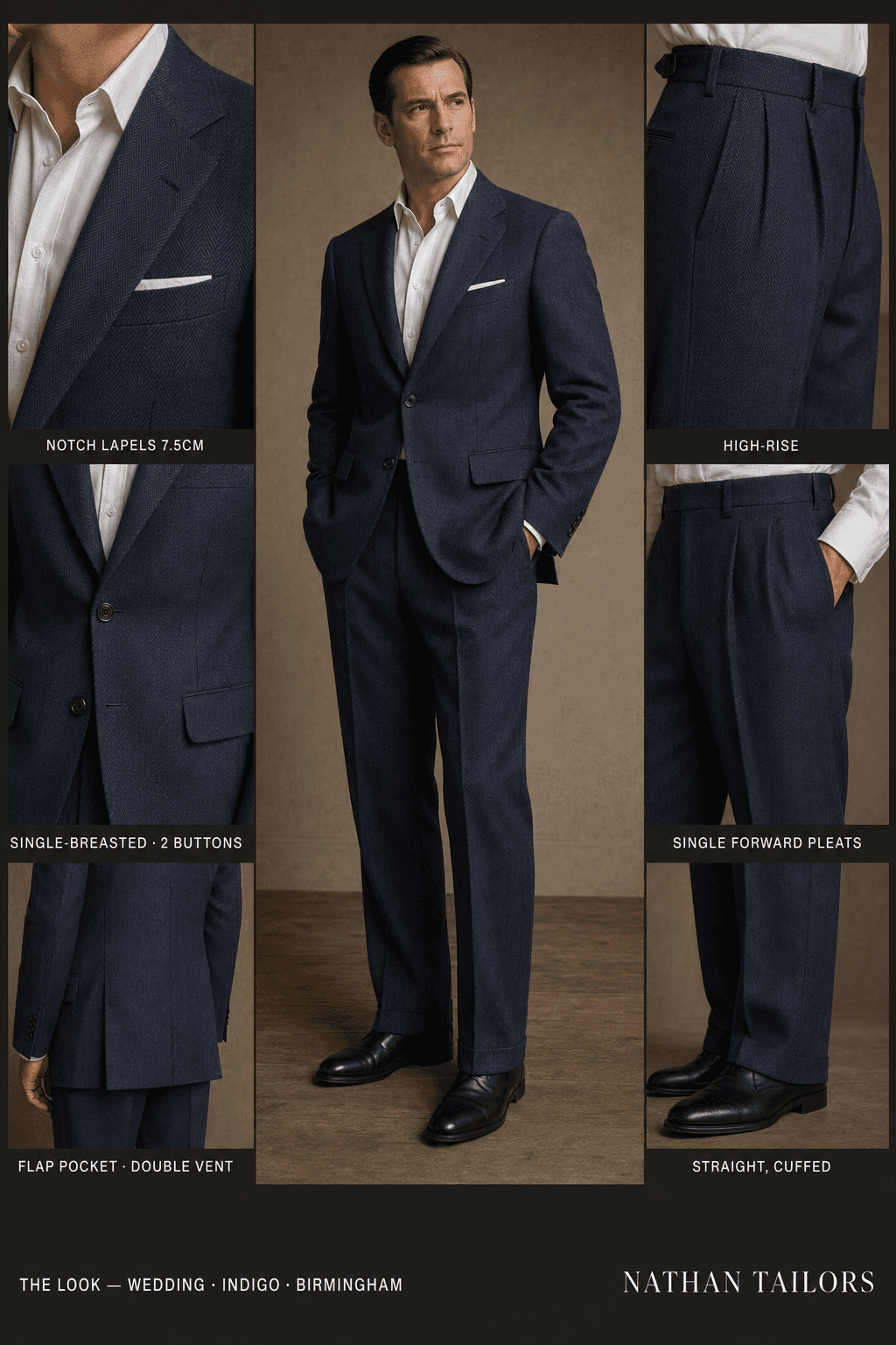 indigo single-breasted online custom suit — designed at RemoteSuit, made to measure online