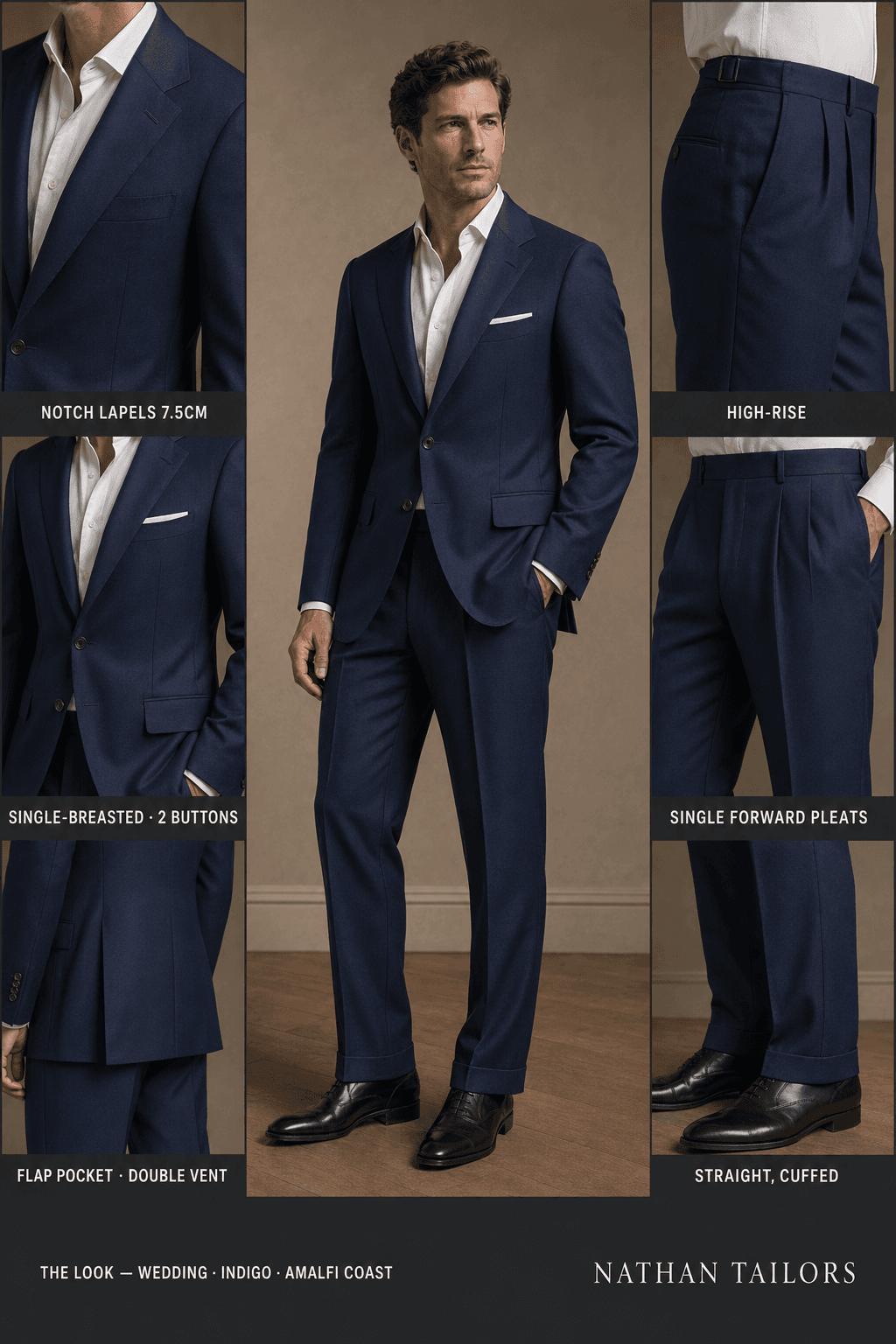 indigo single-breasted online custom suit — designed at RemoteSuit, made to measure online
