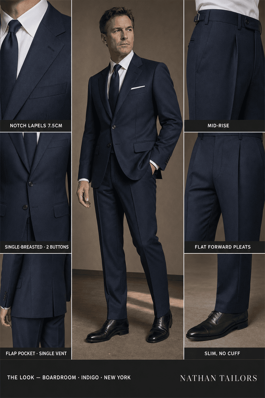indigo single-breasted online custom suit — designed at RemoteSuit, made to measure online