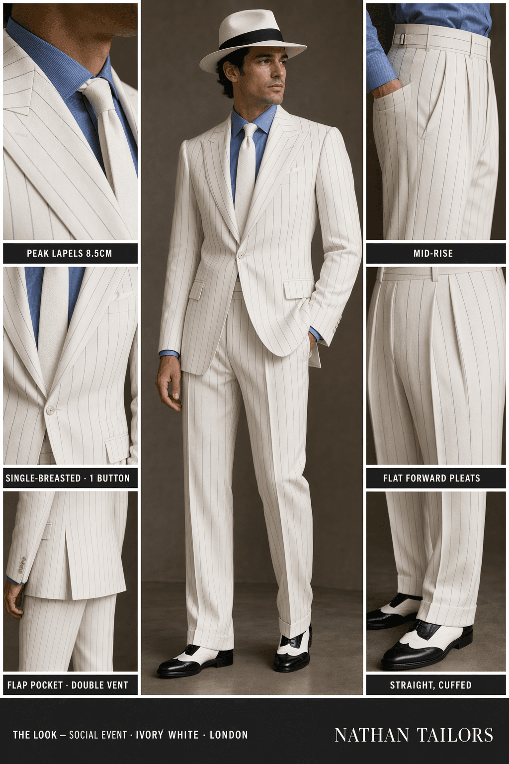 ivory white single-breasted online custom suit — designed at RemoteSuit, made to measure online