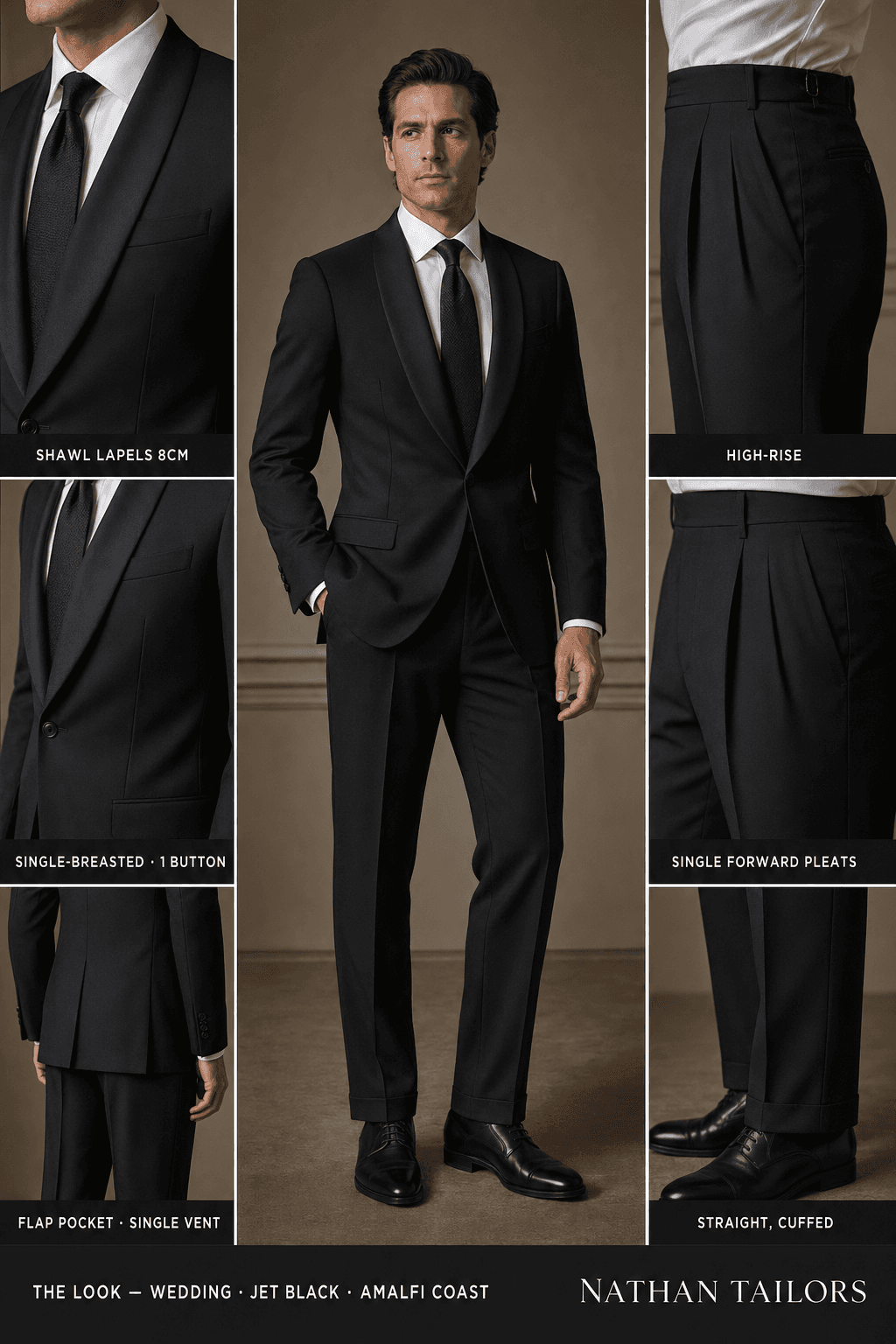 jet black single-breasted online custom suit — designed at RemoteSuit, made to measure online