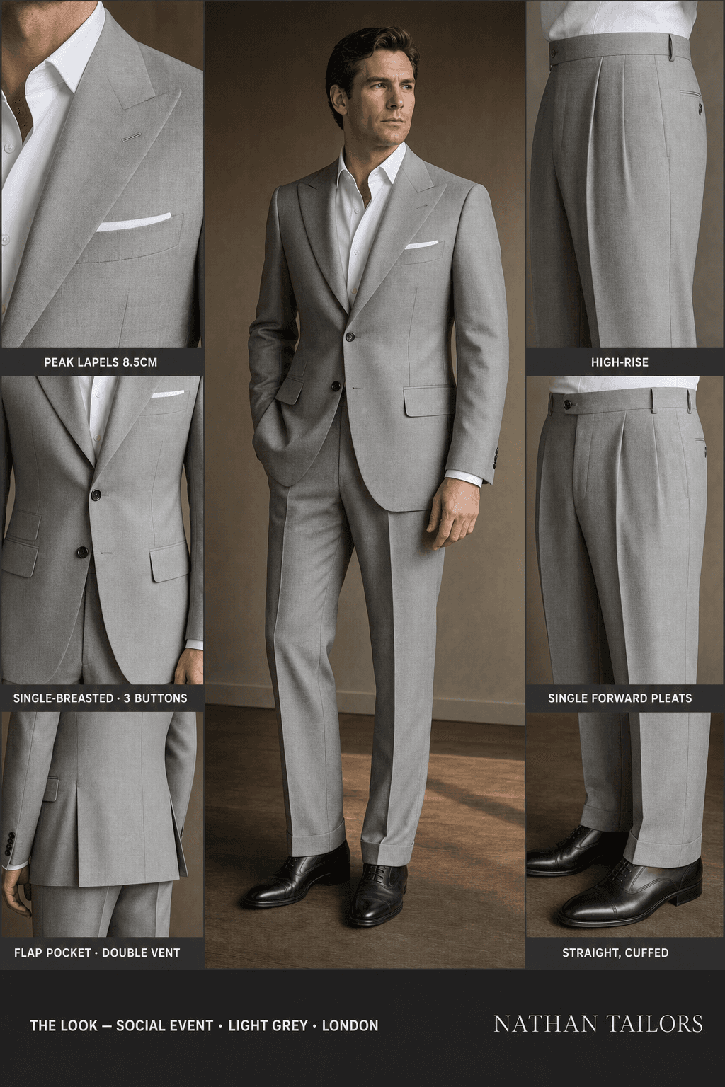 light grey single-breasted online custom suit — designed at RemoteSuit, made to measure online