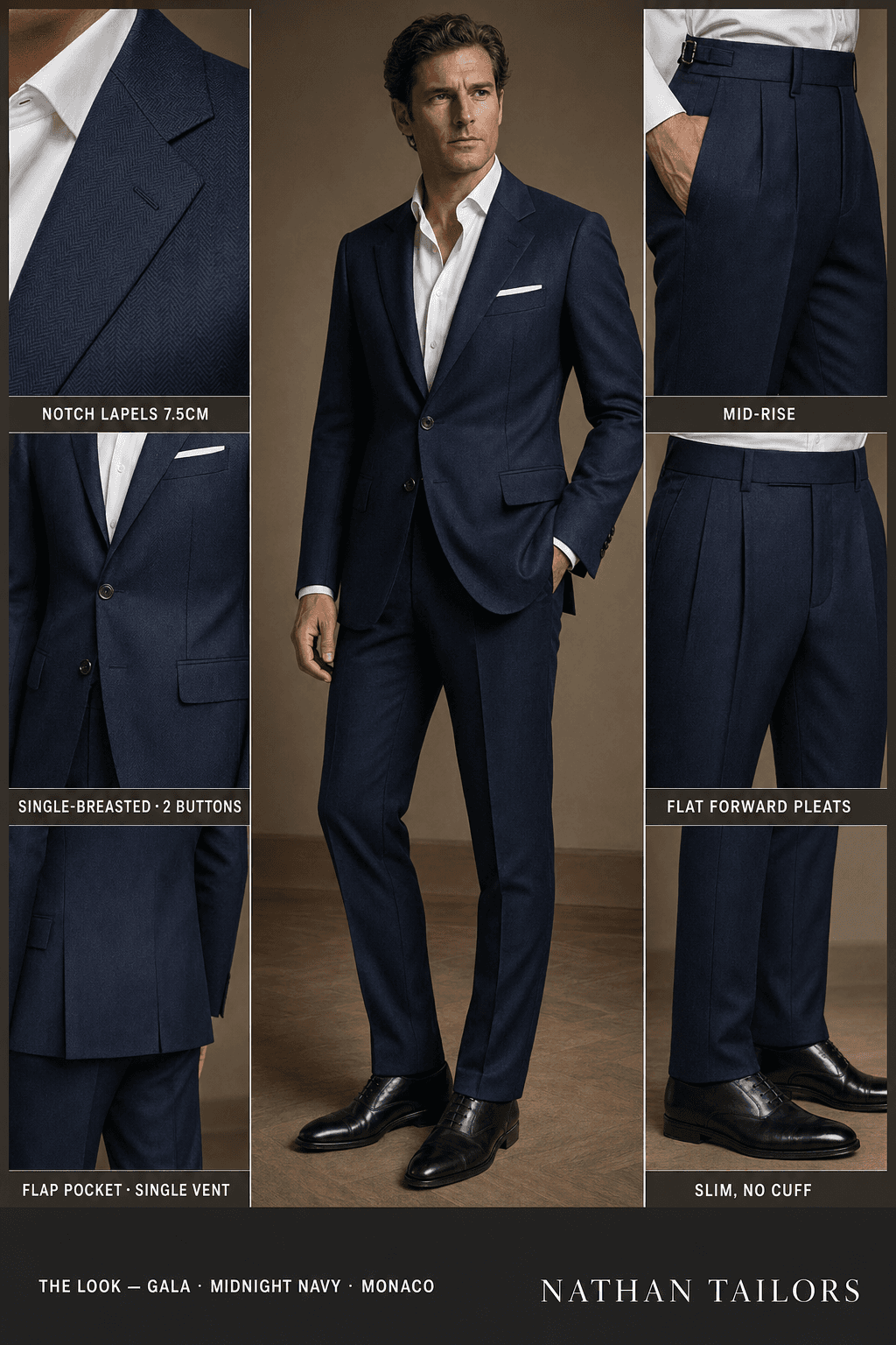 midnight navy single-breasted online custom suit — designed at RemoteSuit, made to measure online