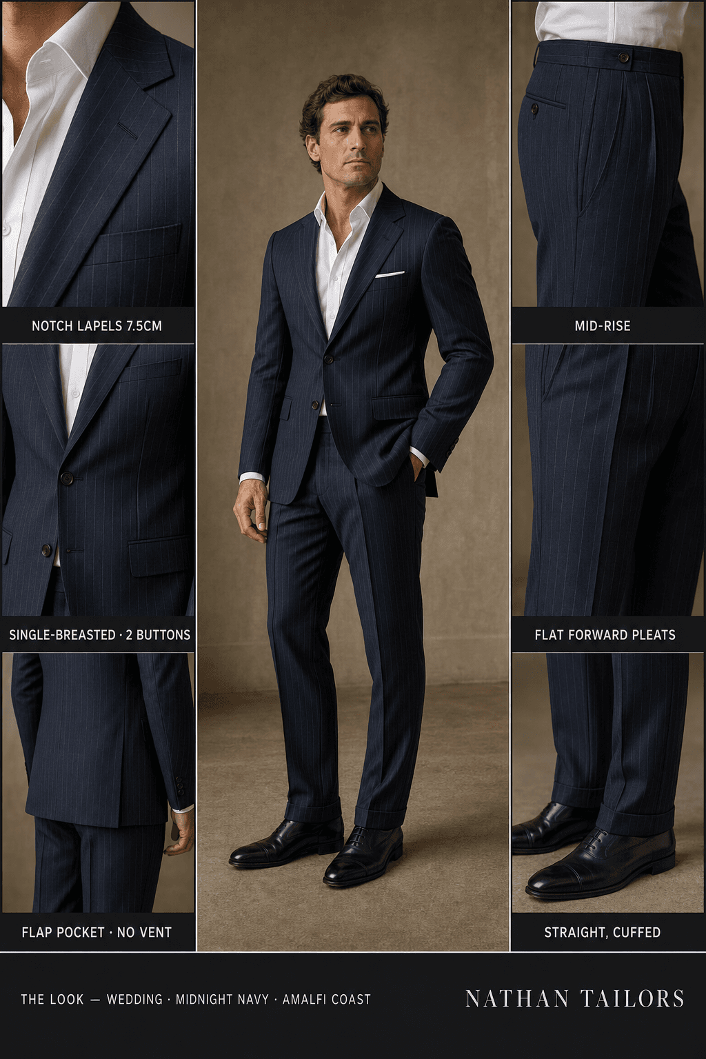 midnight navy single-breasted online custom suit — designed at RemoteSuit, made to measure online