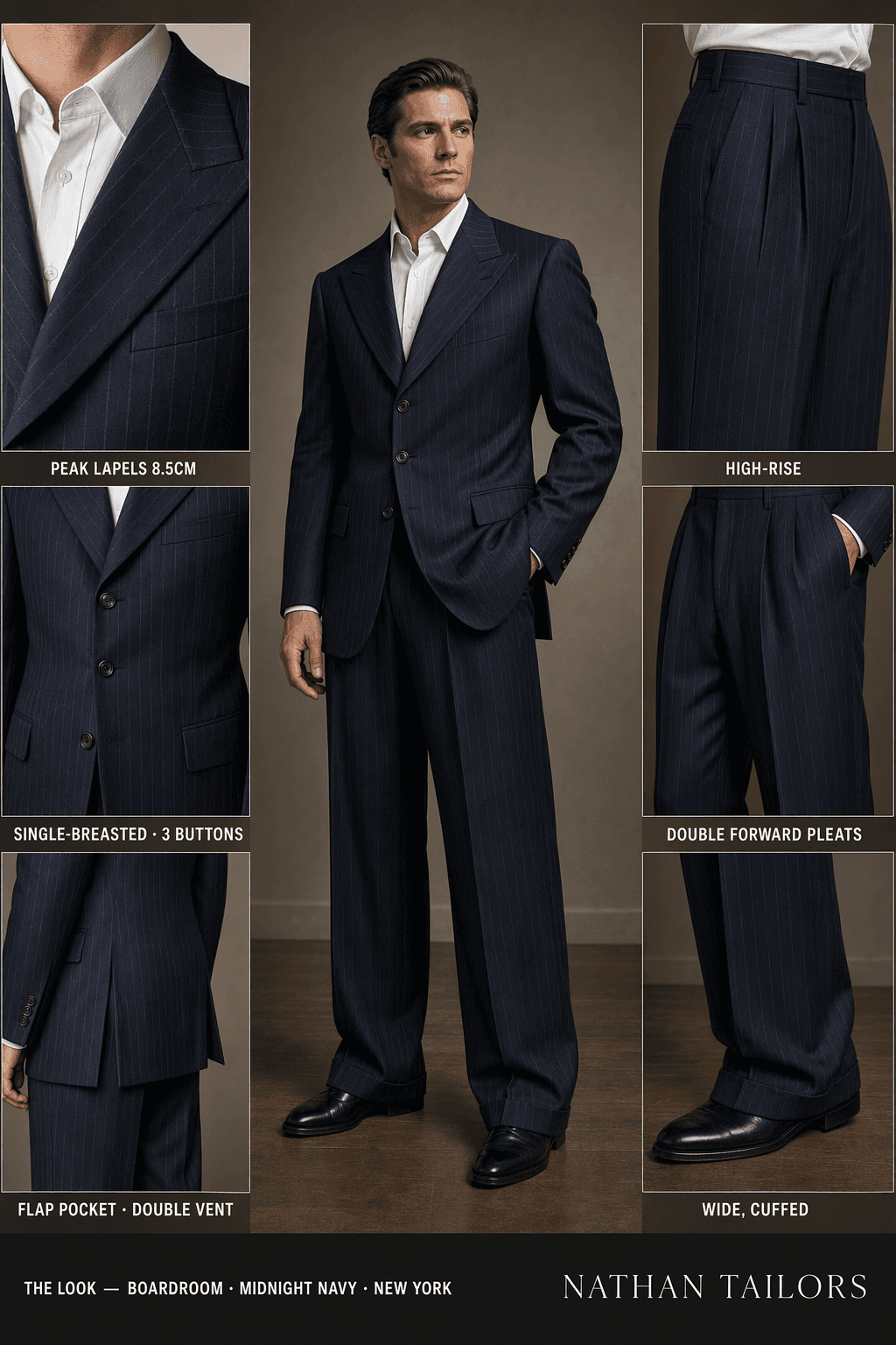midnight navy single-breasted online custom suit — designed at RemoteSuit, made to measure online