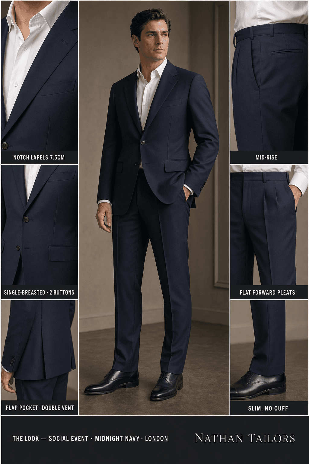 midnight navy single-breasted online custom suit — designed at RemoteSuit, made to measure online