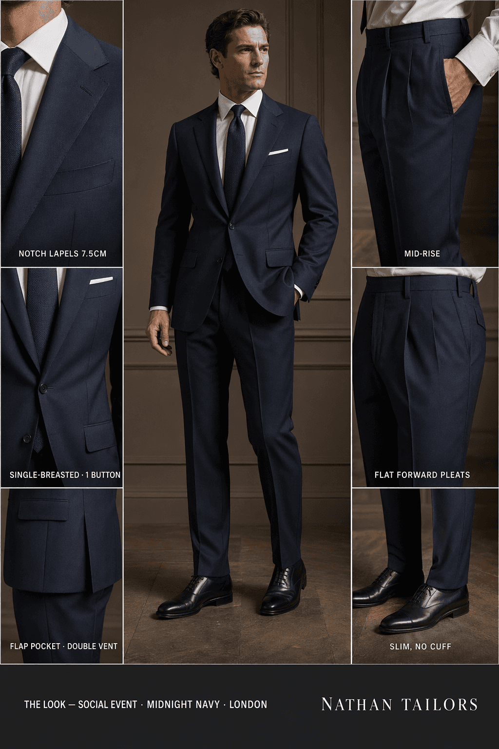midnight navy single-breasted online custom suit — designed at RemoteSuit, made to measure online