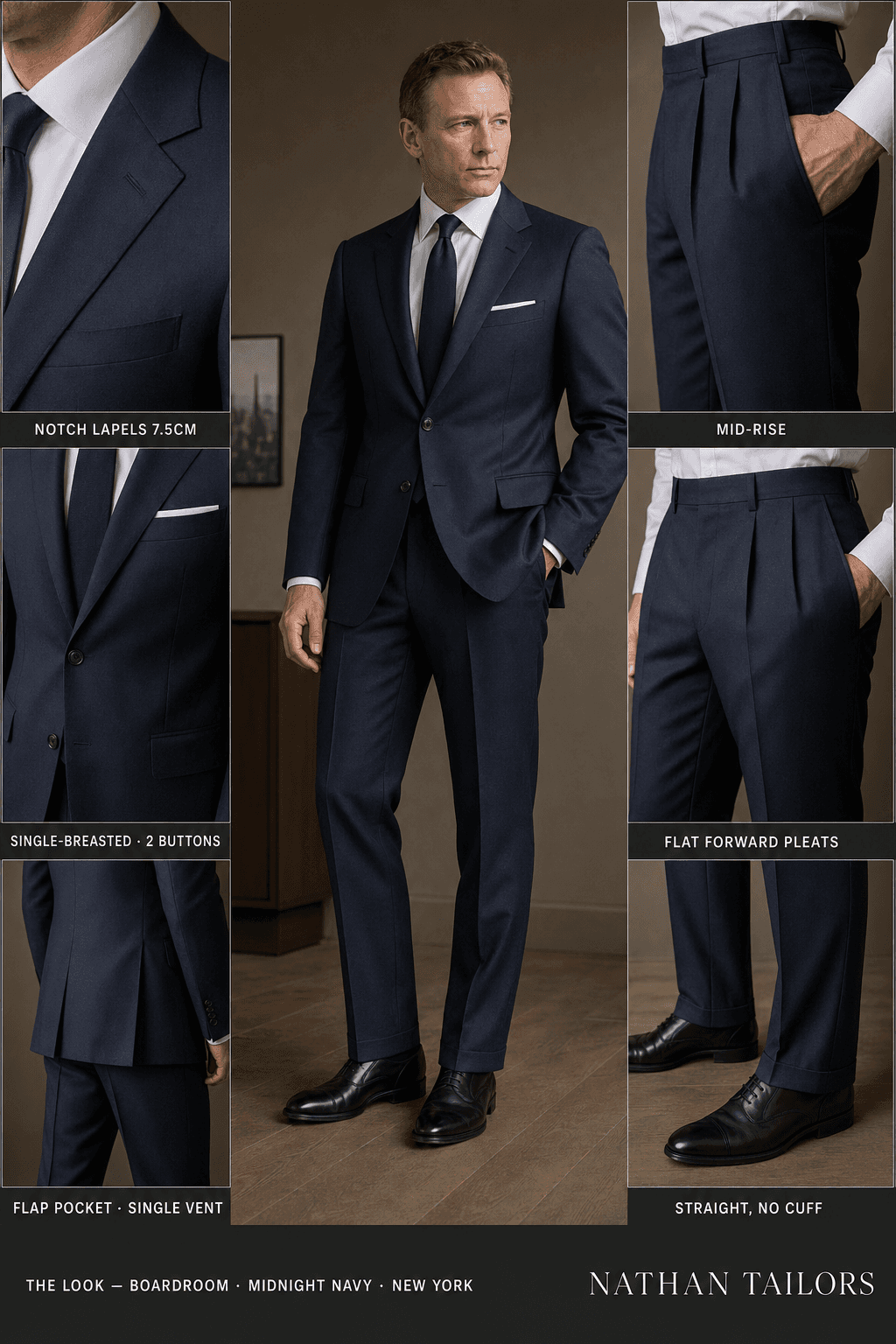 midnight navy single-breasted online custom suit — designed at RemoteSuit, made to measure online