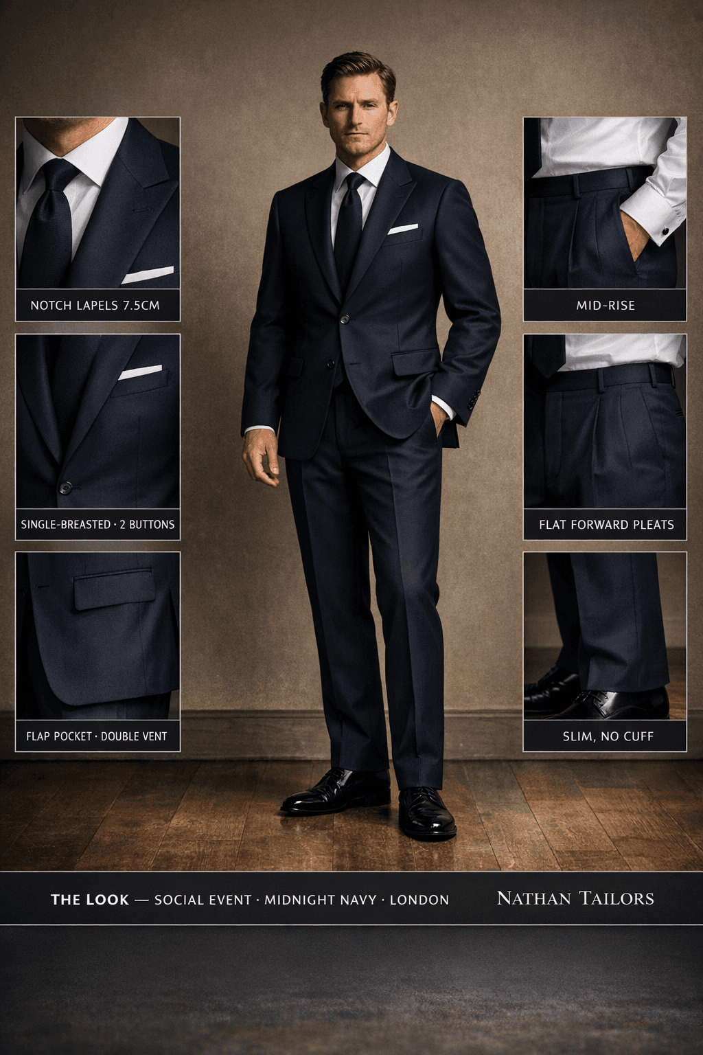 midnight navy single-breasted online custom suit — designed at RemoteSuit, made to measure online