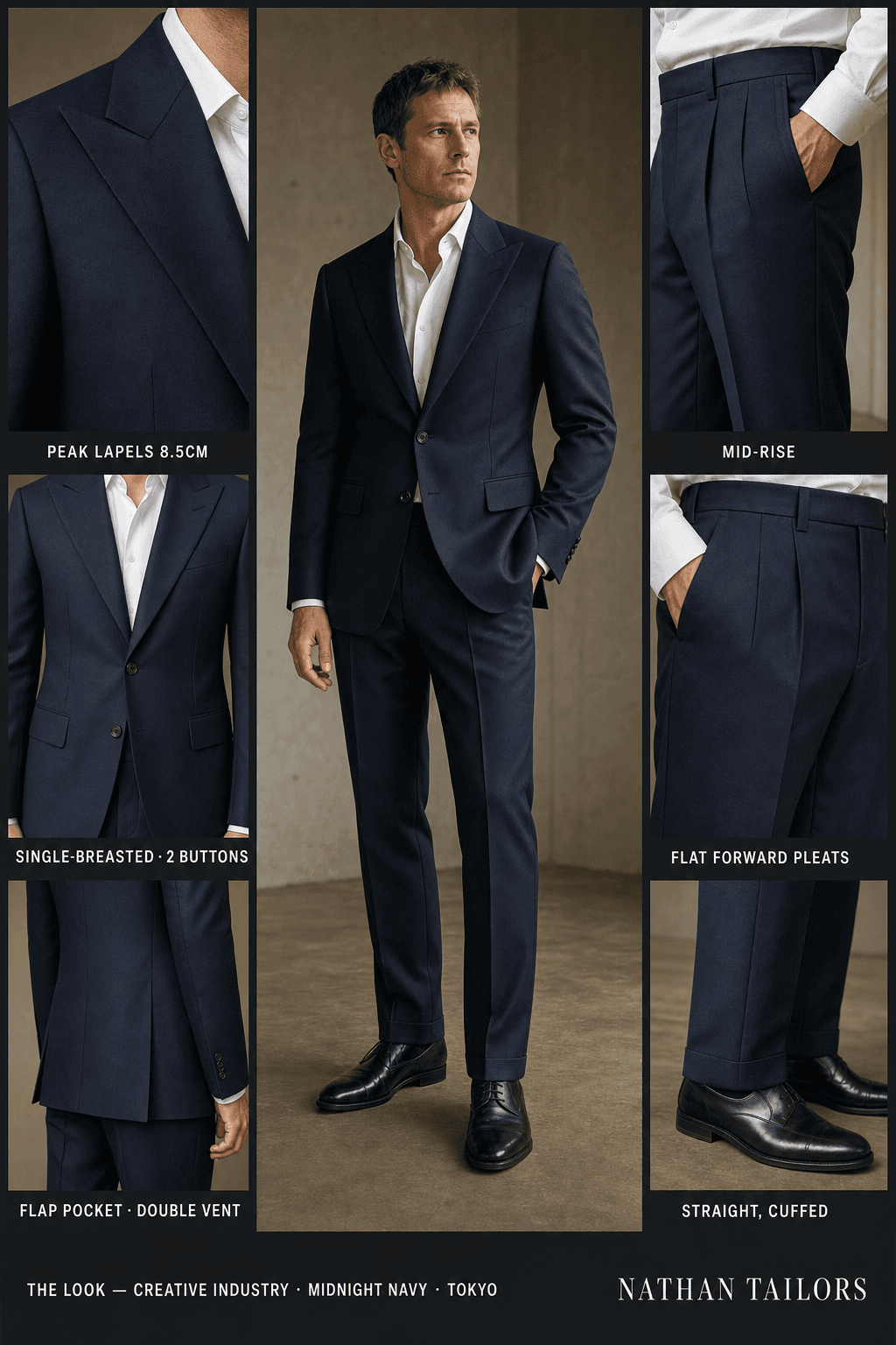 midnight navy single-breasted online custom suit — designed at RemoteSuit, made to measure online