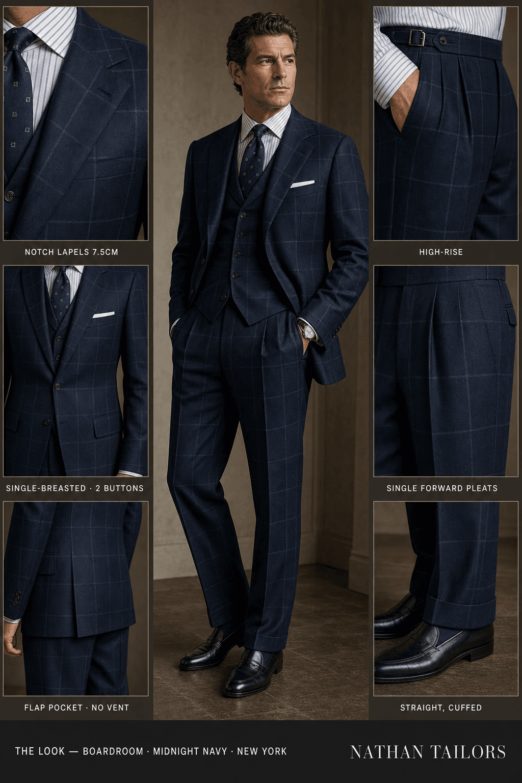 midnight navy single-breasted online custom suit — designed at RemoteSuit, made to measure online