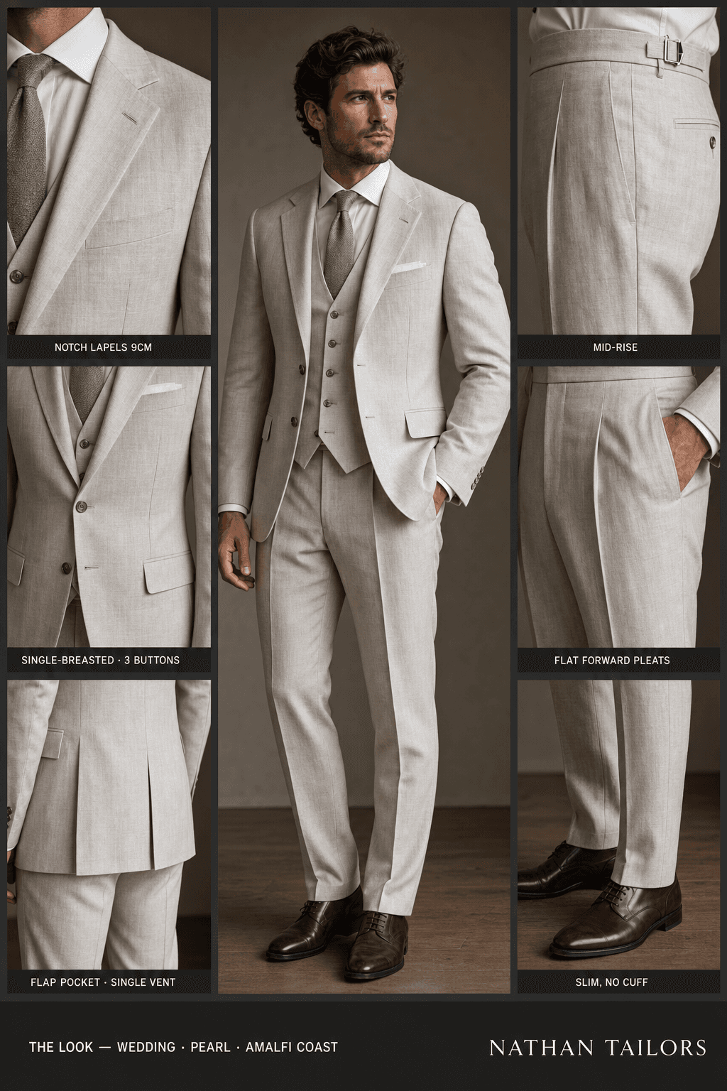 pearl single-breasted notch-lapel online custom suit — designed online at RemoteSuit. Made-to-measure online custom suit available from $129.