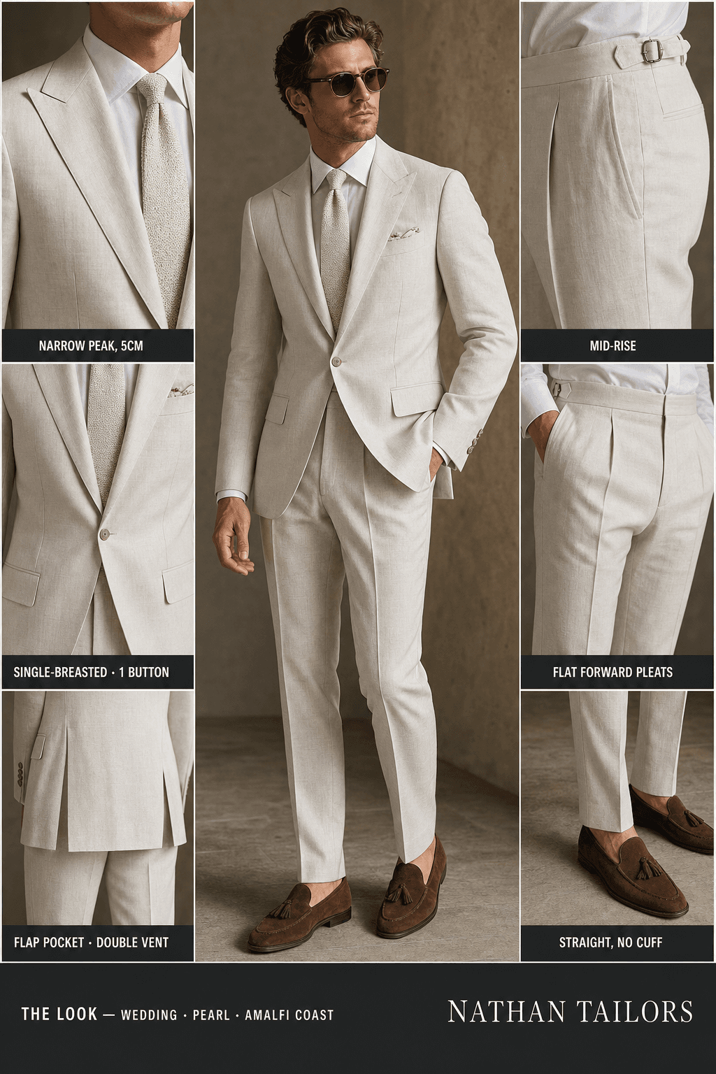 pearl single-breasted notch-lapel online custom suit — designed online at RemoteSuit. Made-to-measure online custom suit available from $129.