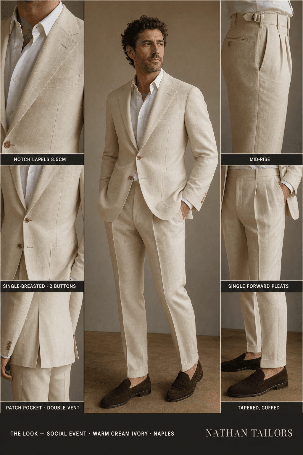 warm cream ivory single-breasted online custom suit — designed at RemoteSuit, made to measure online