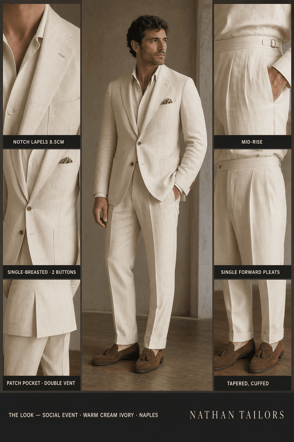 warm cream ivory single-breasted online custom suit — designed at RemoteSuit, made to measure online