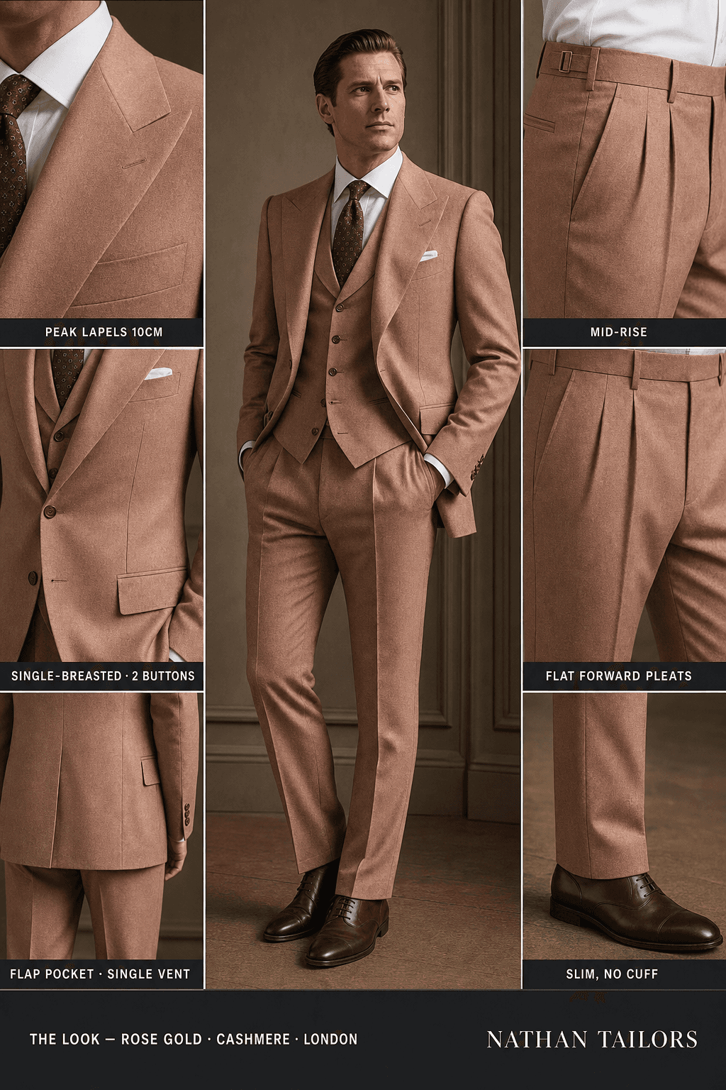 rose gold single-breasted online custom suit — designed at RemoteSuit, made to measure online