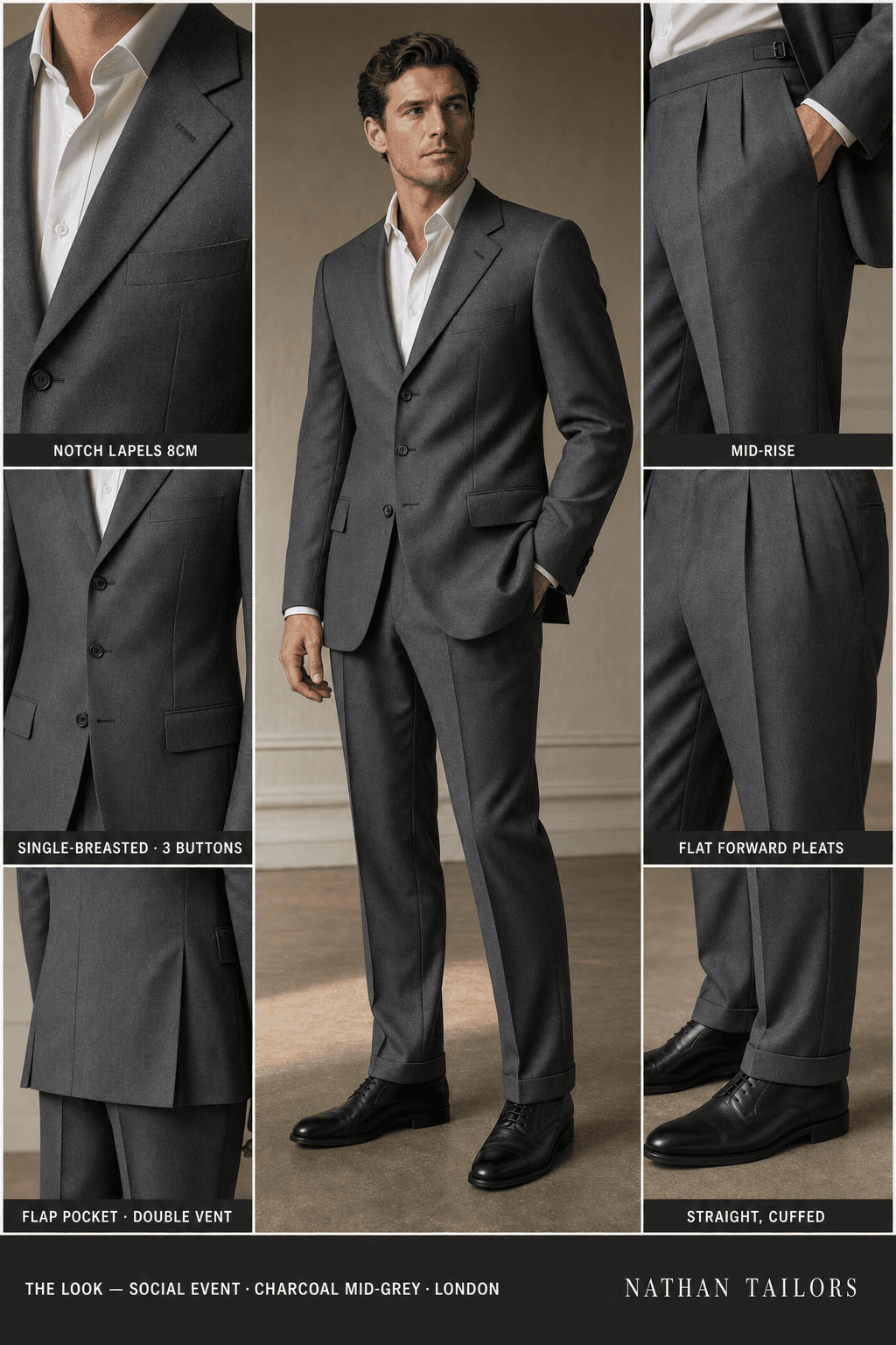 charcoal mid-grey single-breasted online custom suit — RemoteSuit made-to-measure design