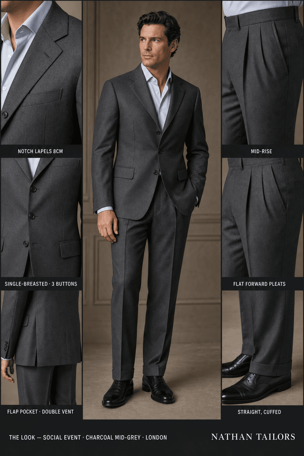 charcoal mid-grey single-breasted online custom suit — designed at RemoteSuit, made to measure online